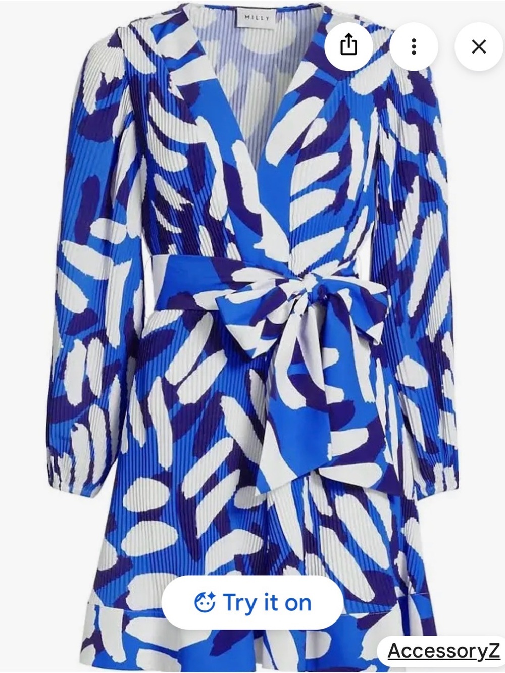 Milly Liv Brushstroke Pleated Tie Dress
